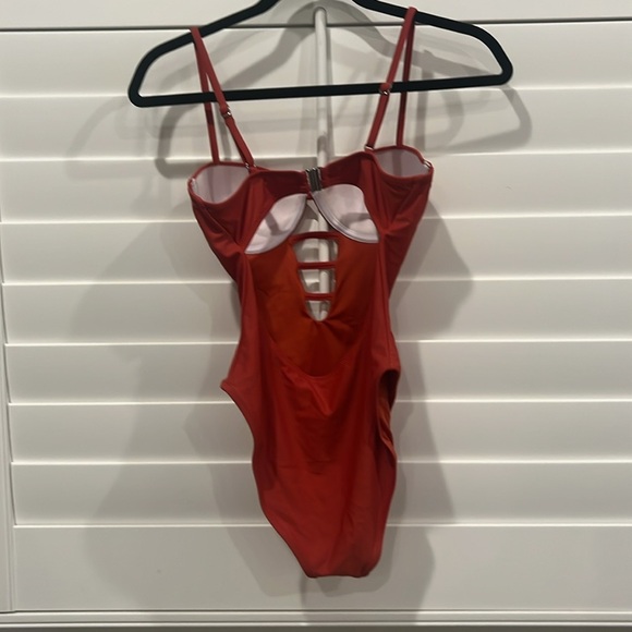 Eliana Rust Red Cutout One Piece Swimsuit - Picture 4 of 7